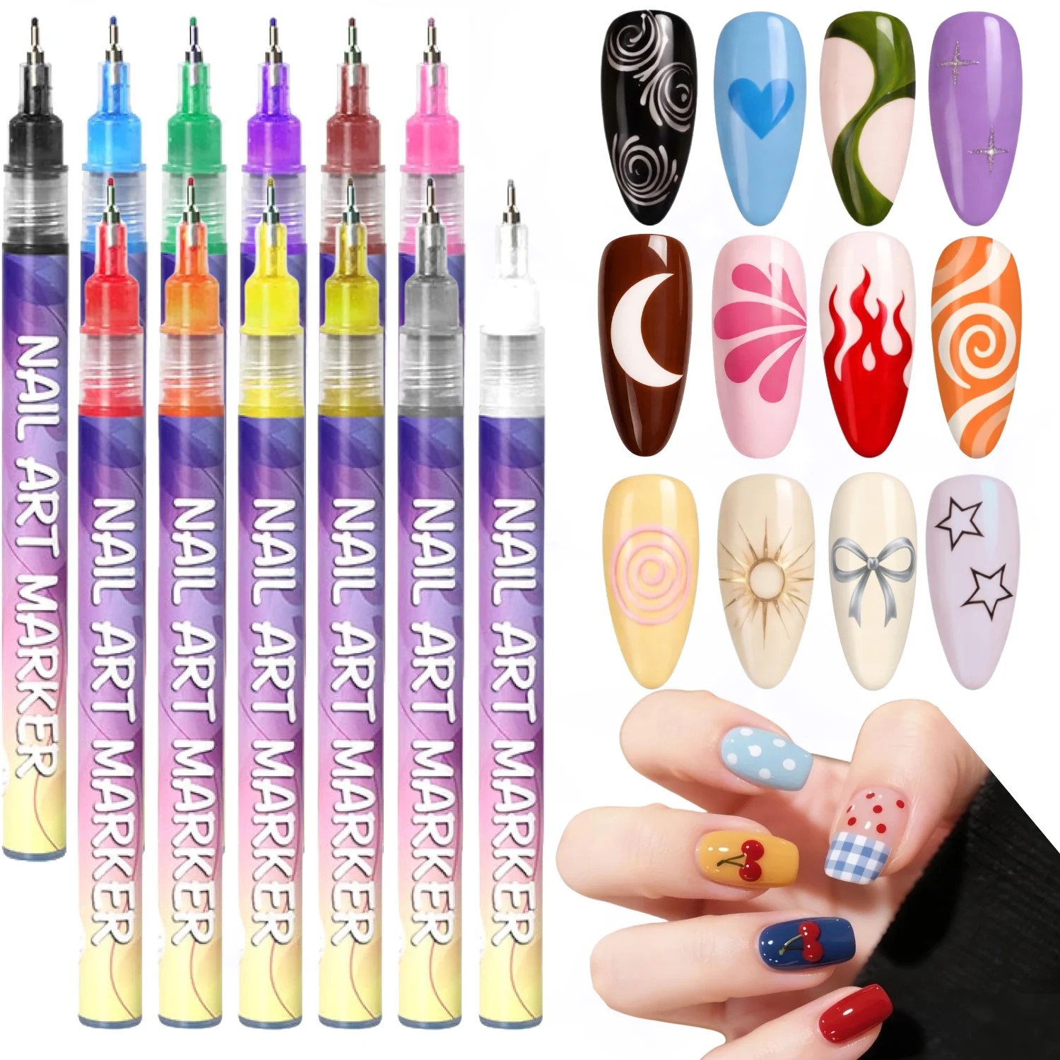 Correction Pen Fine - 12 Colors 3D Nail Art Pens