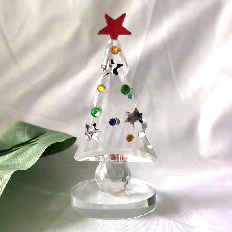 Paper Weight Crystal - Crystal Christmas Tree Figurine Holiday Paperweight