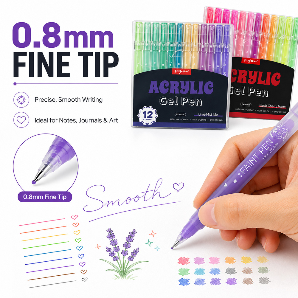 12 Colors Acrylic Gel Pens Set - Correction Pen Fine recension och pris